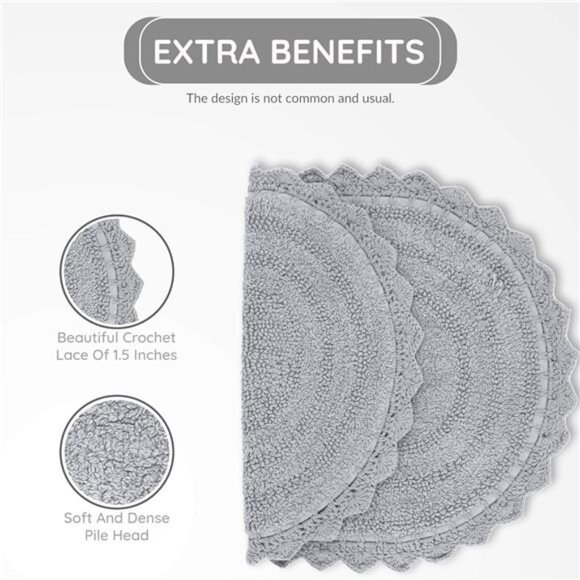 Bath mat for Bathroom Kitchen and Spa with Crochet Pattern Cotton Absorbent - Picture 5 of 8